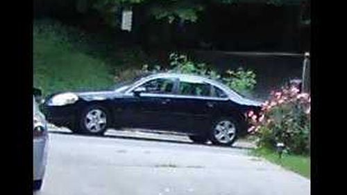 Sandy Springs police say that this car was seen at the scene of two burglaries on Tuesday.