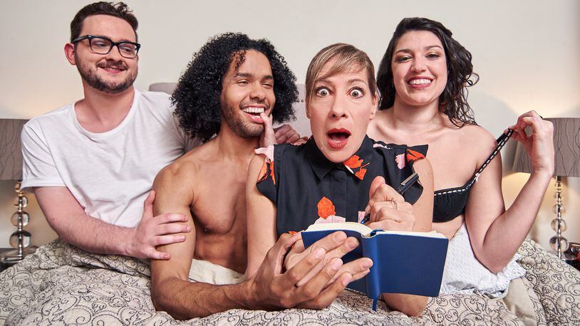The cast of Atlanta playwright Daryl Fazio's "The Flower Room" at Actor's Express includes Matthew Busch (from left), Joshua Quinn, Stacy Melich and Eliana Marianes. PHOTO CREDIT: Christopher Bartelski