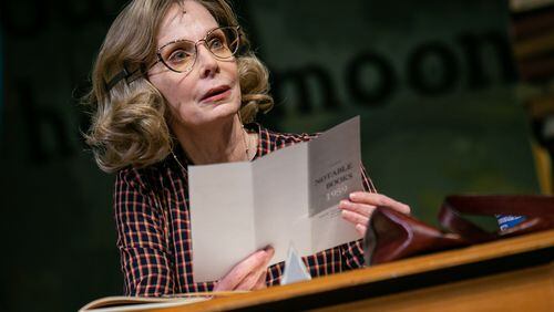 Shannon Eubanks portrays a 1950s librarian who stands up against a state senator about the banning of a children’s book in “Alabama Story” with Georgia Ensemble.
(Courtesy of Georgia Ensemble Theatre/Casey Gardner Ford)