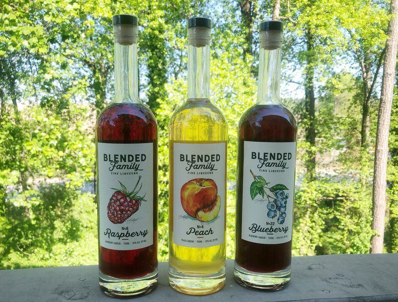 Current bottlings of  Blended Family Spirits include raspberry, peach and blueberry liquers, and more flavors are in the works.