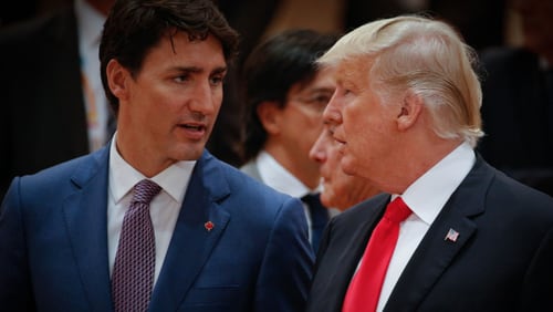 Canadian Prime Minister Justin Trudeau (left) met with President Donald Trump (r) during the G20 summit earlier this month.