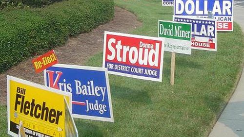 Peachtree Corners is reminding candidates about rules for political signs. File Photo