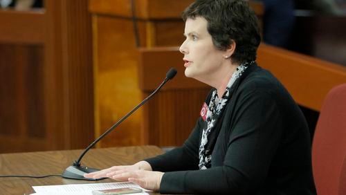 State Rep. Mandi Ballinger, R-Canton, is the sponsor of House Bill 280, which would allow guns on most parts of public university and college campuses. The bill was amended Thursday in the Senate Judiciary Committee to allow the legislation to proceed while also giving lawmakers more time to negotiate with Gov. Nathan Deal, who vetoed a similar measure last year. BOB ANDRES /BANDRES@AJC.COM