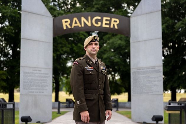 Eighty years after his grandfather helped liberate Europe, Maj. Jack Gibson is preparing to join a massive commemoration of D-Day. Gibson will soon set foot in France for the first time. And he will do it as a Ranger, an achievement that has helped him understand the extraordinary tests his grandfather endured. Being a Ranger like his grandfather, Gibson said, helps him “feel closer to him. Or maybe I understand him a little better.” (Arvin Temkar / AJC)
