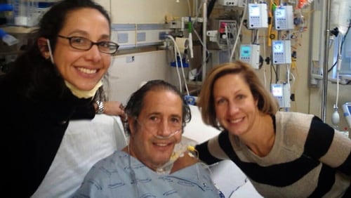 Lance Cunha with his daughters Heather Cunha Amato (left) and Jennifer Cunha Rodman two days after his heart transplant. Contributed