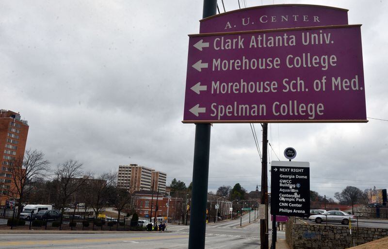 Signs point to the Atlanta University Center area along Martin Luther King Jr Drive before Northside Drive. AJC FILE PHOTO.