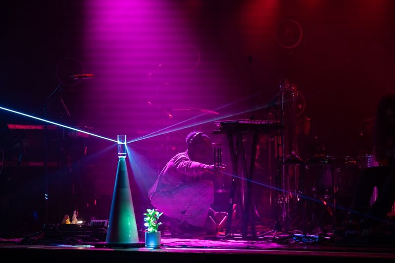 During André 3000's New Blue Sun trek in Atlanta, the rapper and flautist encouraged audience engagement and delivered a freeform concert experience at Variety Playhouse on Feb. 27, 2024. Photo credit: Tiffany Powell