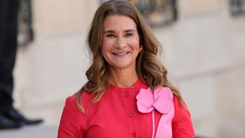 FILE - Co-chair of the Bill & Melinda Gates Foundation Melinda French Gates smiles as she leaves the Elysee Palace, June 23, 2023, in Paris. Melinda French Gates will step down as co-chair of the Bill & Melinda Gates Foundation, the nonprofit shone of the largest philanthropic foundations in the world that she helped her ex-husband Bill Gates found more than 20 years ago. (AP Photo/Christophe Ena, File)