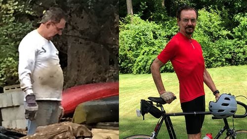 Bruce Williams weighed 215 pounds when the photo on the left was taken in 2015. In the photo on the right, taken in May, he weighed 162 pounds. (Photos contributed by Bruce Williams)