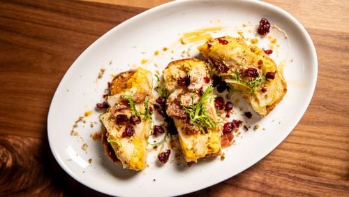 Fall squash toast from the menu of Saints and Council. / Photo by Mia Yakel