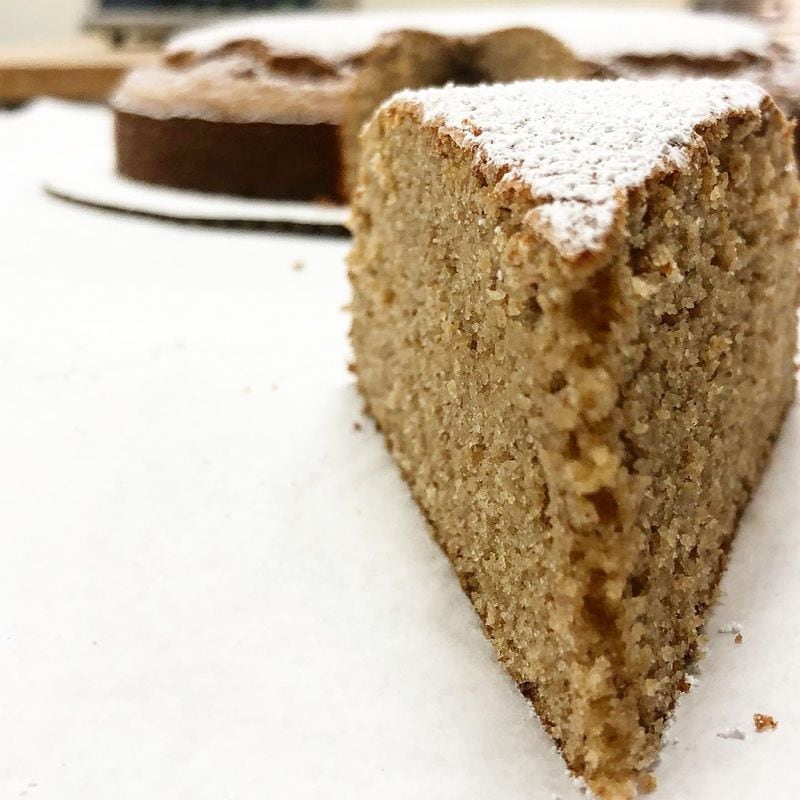 Rocket Farm Restaurants pastry director Chrysta Poulos created a gluten-free pecan cake using local pecan flour from Oliver Farm. The cake will be on the dessert menu at King & Duke for the next few months. 
Courtesy of Chrysta Poulos