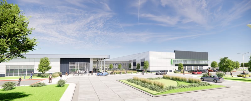 An artist's rendering of the QuickStart Hyundai Mobility Training Center of Georgia. The 89,000-square-foot facility is being built next to the Hyundai Metaplant near Savannah. (Courtesy of Georgia QuickStart)