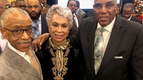 Muriel Durley with the Rev. Al Sharpton (left) and the Rev. Gerald Durley. Muriel Durley died at age 76.