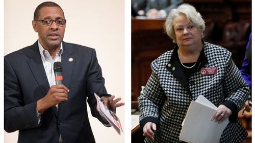 State Rep. Vernon Jones, D-Lithonia, and Rep. Mary Margaret Oliver, D-Decatur, exchanged tense emails that highlighted disagreement over proposals to reform DeKalb County’s ethics board. AJC file photos.