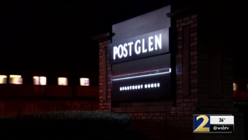 A woman was shot in the leg at the Post Glen apartments on Peachtree Road, authorities said.