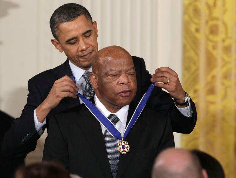 President Barack Obama said of John Lewis: “He loved this country so much that he risked his life and its blood so that it might live up to its promise." (AP Photo/Carolyn Kaster, File)