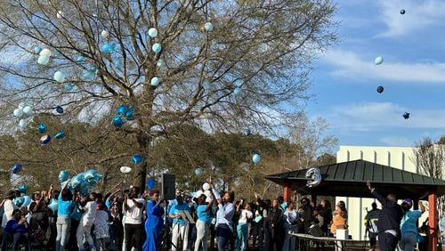 Hundreds attended a balloon release in honor of Kyron Zarco on Wednesday at Heard Park in Athens. Zarco, a 3-year-old, was killed by gunfire Friday.