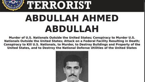 The FBI wanted poster for Abdullah Ahmed Abdullah, the second-highest official in al-Qaida, who went by the nom de guerre Abu Muhammad al-Masri. He was killed in Iran three months ago, intelligence officials from multiple countries have confirmed.