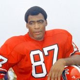 Defensive end Claude Humphrey of the Atlanta Falcons is pictured in 1971. Humphrey, a Pro Football Hall of Famer and one of the NFL's most fearsome pass rushers during the 1970s with the Falcons, died unexpectedly in Atlanta on Friday night, Dec. 3, 2021, according to the Hall of Fame, which was informed of his death by his daughter. He was 77. (AP Photo)