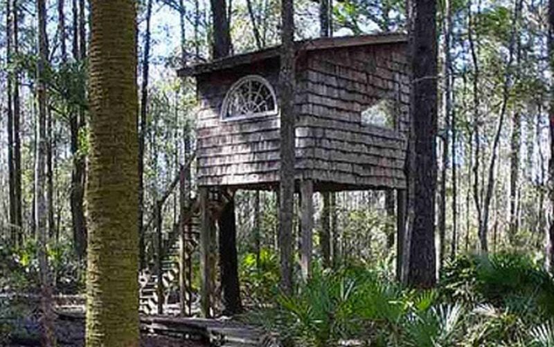 This treehouse is part of The Hostel in the Forest in Brunswick, which only takes reservations by phone and limits patrons to a three-day stay.