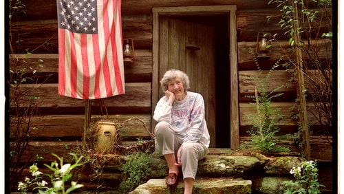 Atlanta Journal Constitution columnist and author Celestine Sibley at her Sweet Apple cabin in October 1997. (AJC Staff Photo/Joey Ivansco)