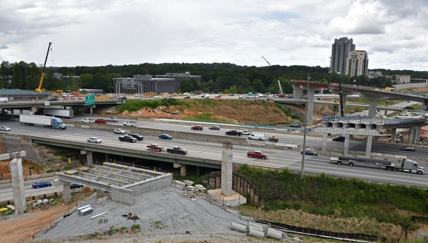 July 1, 2020 Sandy Springs - Construction takes place along SR 400 near of the I-285/Ga. 400 interchange in Sandy Springs on Wednesday, July 1, 2020. .(Hyosub Shin / Hyosub.Shin@ajc.com)