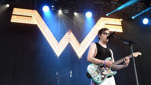 Musician Rivers Cuomo of musical group Weezer performs during Arroyo Seco Weekend at the Brookside Golf Course at on June 25, 2017 in Pasadena, California.  Weezer announced a joint summer 2018 tour with the Pixies.