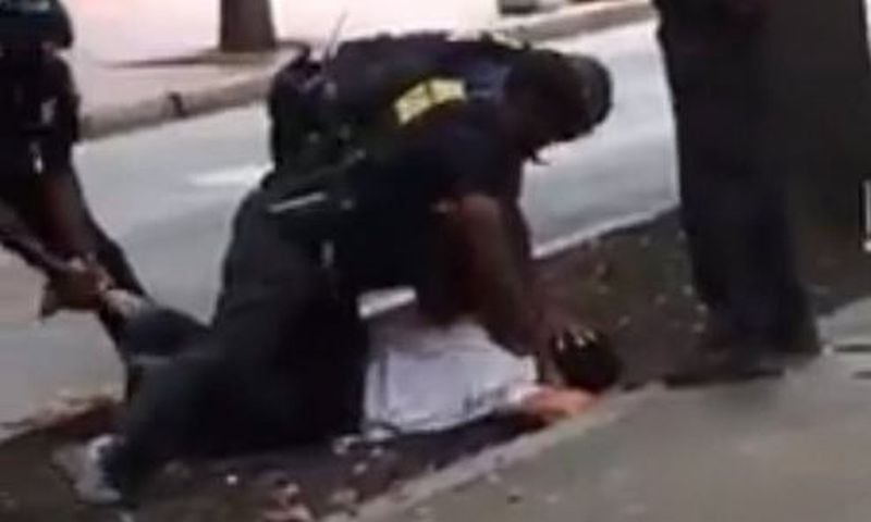 Video that appears to show an Atlanta police officer punching a man in the head. (Credit: Black Lives Matter of Greater Atlanta)