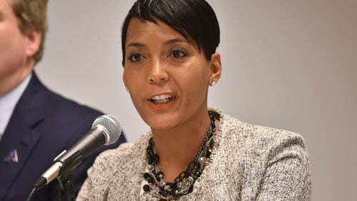 Keisha Lance Bottoms at candidates forum in February. HYOSUB SHIN / HSHIN@AJC.COM File Photo