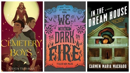 Our reading list celebrates the intersections of Hispanic and LGBTQ identities. (Courtesy of Swoon Reads / HarperCollins Publishers / Graywolf Press)