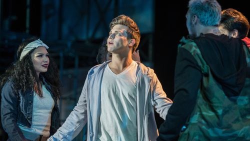 Haden Rider (center) sings the title role in Atlanta Lyric Theatre’s musical “Jesus Christ Superstar.” CONTRIBUTED BY ATLANTA LYRIC THEATRE