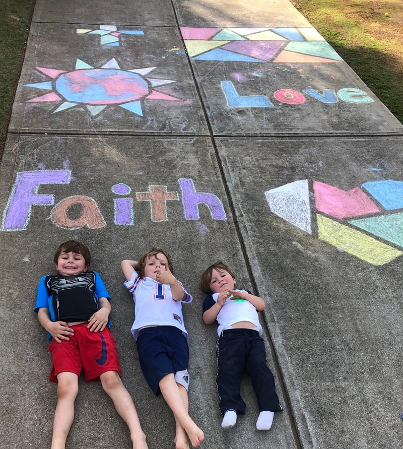 The Carey kids always enjoy chalk drawing activities.
Courtesy of Kim Carey
