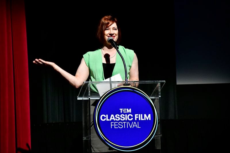McGillicuddy speaks onstage at a screening of “Stand and Deliver” during the 2023 TCM Classic Film Festival. When she and other TCM execs were laid off last summer, Steven Spielberg, Martin Scorsese and Paul Thomas Anderson went to bat for them. 