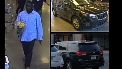 Gwinnett County police are searching for a suspect in a car theft.