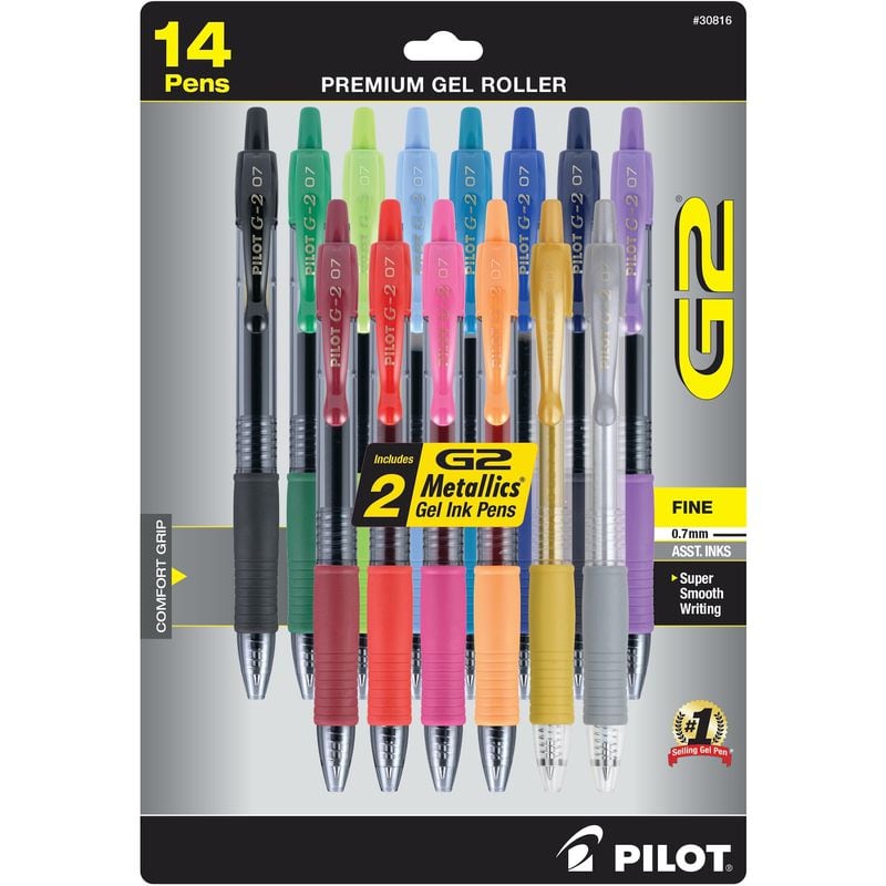 Take notes, doodle and more with vibrant and classic colored retractable ink pens. 
Courtesy of Pilot Pen