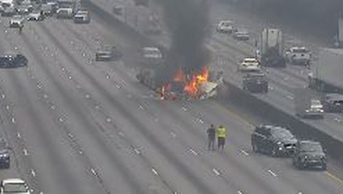 All westbound lanes of I-285 have reopened in DeKalb County following a fiery crash that snarled traffic for hours.