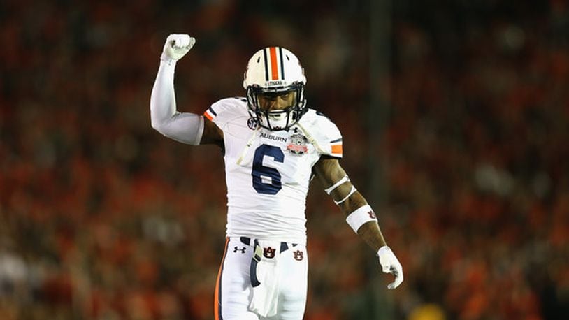 Defensive back Jonathon Mincy #6 of the Auburn Tigers reacts as they take on the Florida State Seminoles during the 2014 Vizio BCS National Championship Game at the Rose Bowl on January 6, 2014 in Pasadena, California. (Jan. 5, 2014 - Source: Jeff Gross/Getty Images North America)