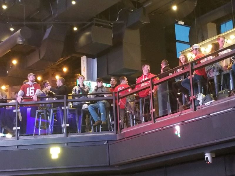 Long before the start of the championship game Monday night, Bulldogs fans were filling Sports and Social at The Battery Atlanta for an alumni watch party. CREDIT: SOVANNA PETTIT