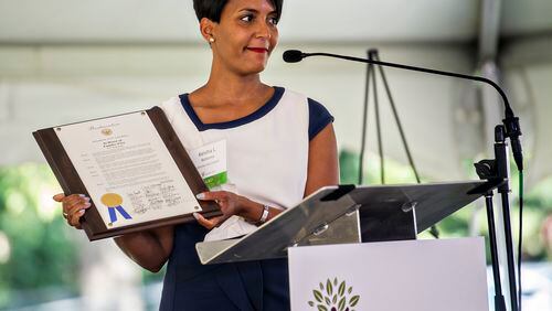 In this September 2015 photo, Atlanta City Councilwoman Keisha Lance Bottoms reads a proclamation during a groundbreaking ceremony for Families First. Bottoms on Tuesday announced plans to run for Atlanta mayor. JONATHAN PHILLIPS / SPECIAL