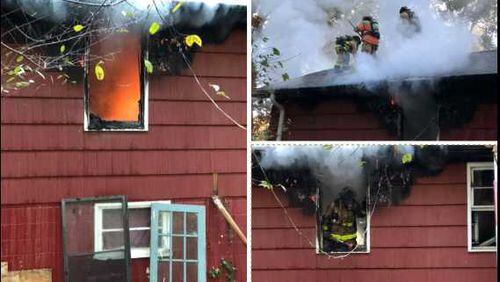 Cobb County firefighters responded to a blaze at a home near where Austell and Windy Hill roads meet in Marietta on Tuesday, Oct. 30, 2018. There were 30 cats at the home.