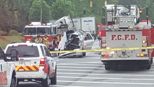 Four students were killed in a crash involving a tractor-trailer and a Lincoln Navigator. (Credit: Channel 2 Action News)
