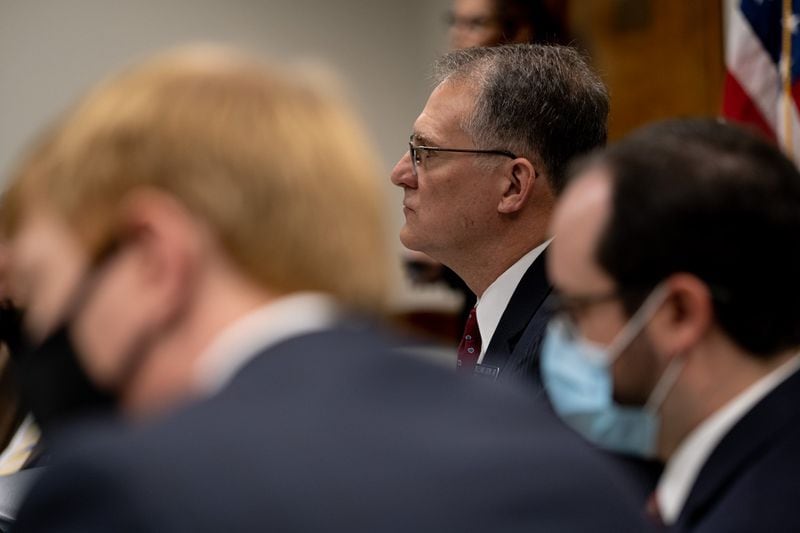 William Ligon, Jr, (R, Brunswick) chairs a subcommittee of the state Senate judiciary committee at the State Capitol on Thursday, Dec. 3, 2020, to hear testimony from Rudy Giuliani and others about election improprieties. (Ben Gray for The Atlanta Journal-Constitution)