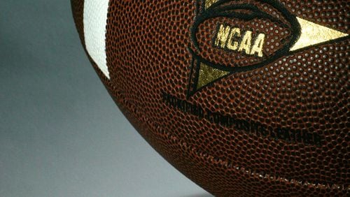Photograph of a Wilson NCAA logo college football.