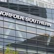 The Norfolk Southern logo is prominently displayed on the company's headquarters in Atlanta, as viewed from W. Peachtree Street NE on Tuesday, April 4, 2023.
 Miguel Martinez / miguel.martinezjimenez@ajc.com
 