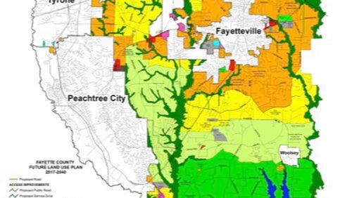 Fayette County’s new land use map illustrates provisions in its updated comprehensive plan. Courtesy Fayette County