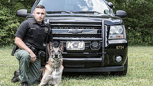 K9 Diesel, who retired in August, died over the March 10 weekend after spending 11 years in the care of his handler, Cobb Police Officer Mark Blakeney. Courtesy of Cobb County