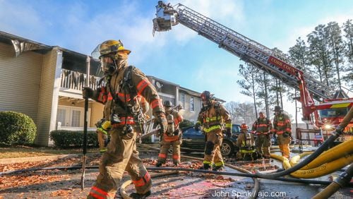 A fire displaced about 30 residents Tuesday at a Cobb County apartment, officials said.