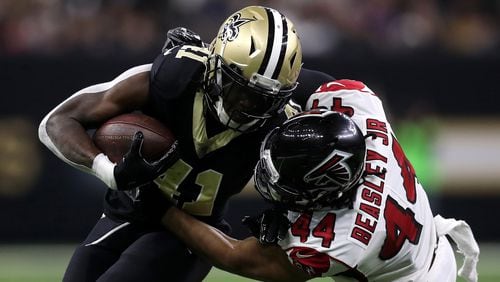 The Saints' Alvin Kamara had 32 rushing yards on 12 carries against the Falcons in their last meeting on Dec. 24, 2017, at  Mercedes-Benz Superdome in New Orleans.