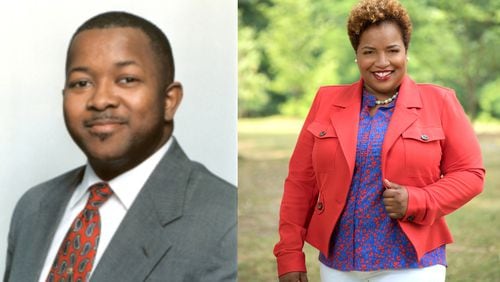 Joe Carn, left, and Aretta Baldon, right, won runoff elections Tuesday for the Fulton County commission and Atlanta Board of Education, respectively. Submitted photos