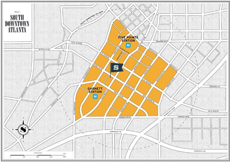 This is a map of South Downtown included in Atlanta Ventures' blog post about acquiring the various properties.
